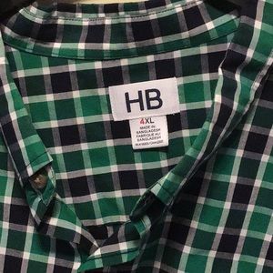 Harbor Bay Men’s Collared Button down Shirt size 4 XL Greene/Black Checkered